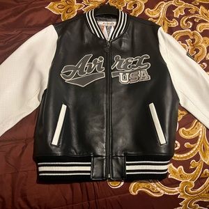 Avirex leather jacket and Hat